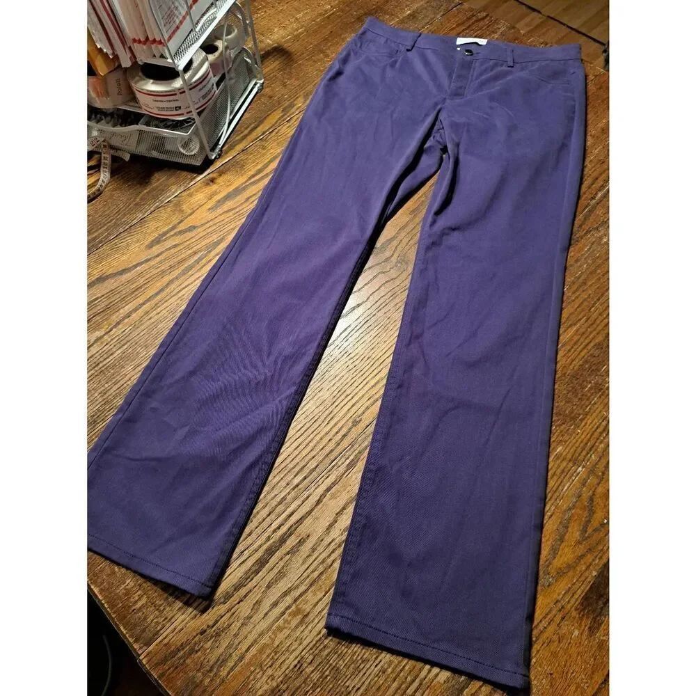 NWOT Doncaster Size 10 Purple Pants Zip Fly Cotton Stretch Belt Loops Pockets
